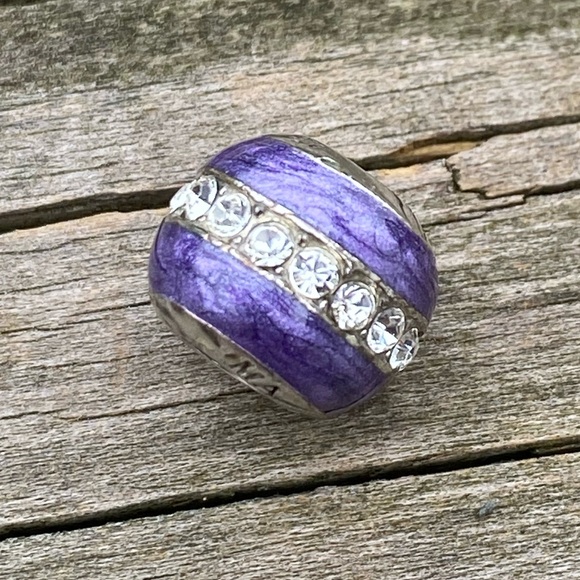 Purple crystal Italian bead charm .925 Sterling Silver Vintage Michael Anthony - Picture 6 of 6